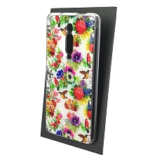 Чехол накладка для XIAOMI Mi 9T, Mi 9T Pro, Redmi K20, Redmi K20 Pro, силикон, глянцевый, блестки, рисунок Колибри цветы