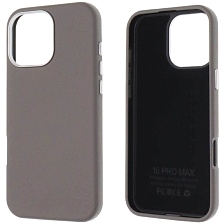 Чехол накладка для APPLE iPhone 16 Pro Max (6.9"), силикон, пластик, текстура кожи, бархат, цвет серый