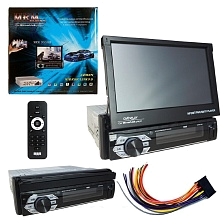 Автомагнитола с выездным 7 дюймовым экраном MRM 9550M, размер 1 DIN, Bluetooth, AUX, USB, цвет черный