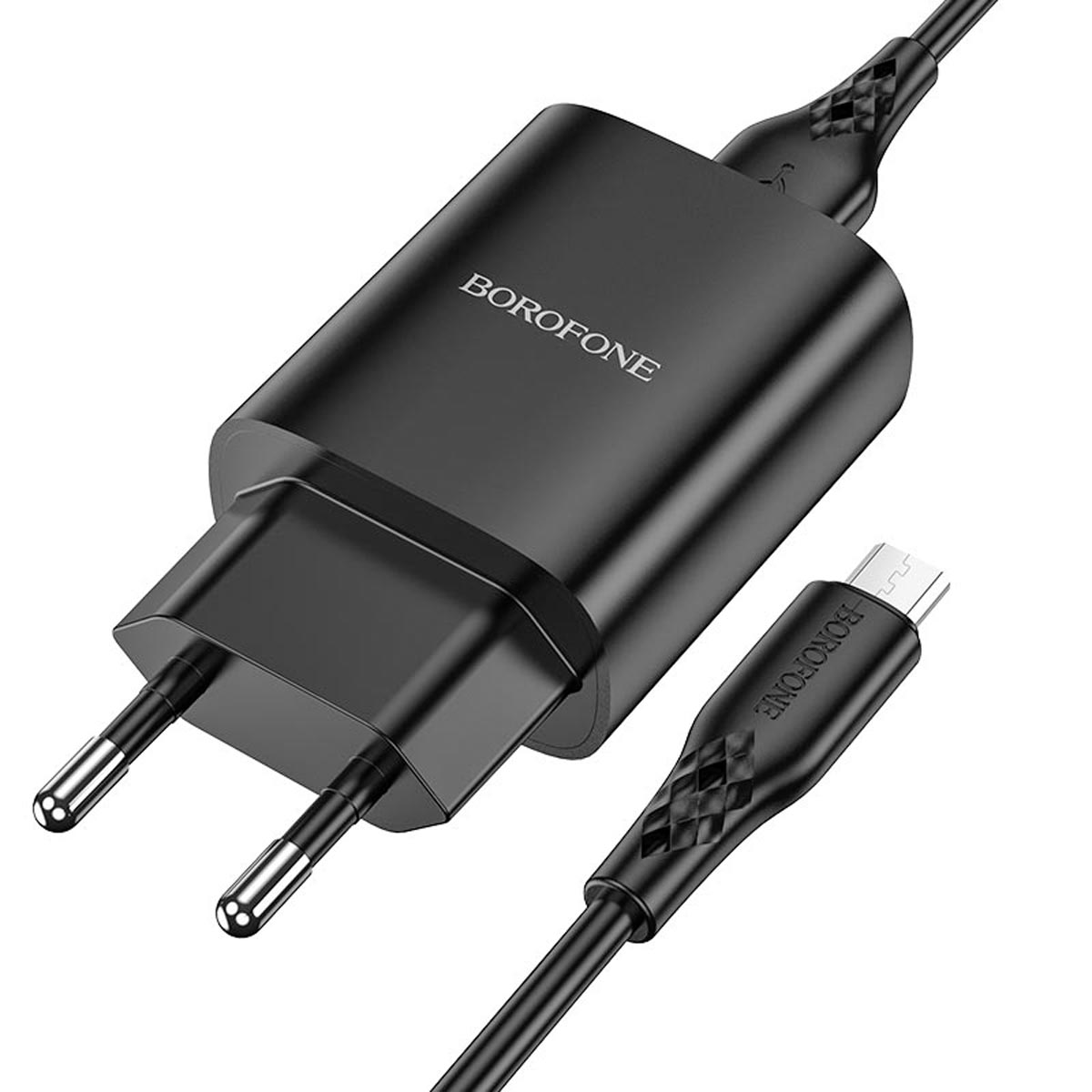 СЗУ (Сетевое зарядное устройство) BOROFONE BN1 Innovative, с кабелем Micro USB, 2.1А, длина 1 метр, цвет черный