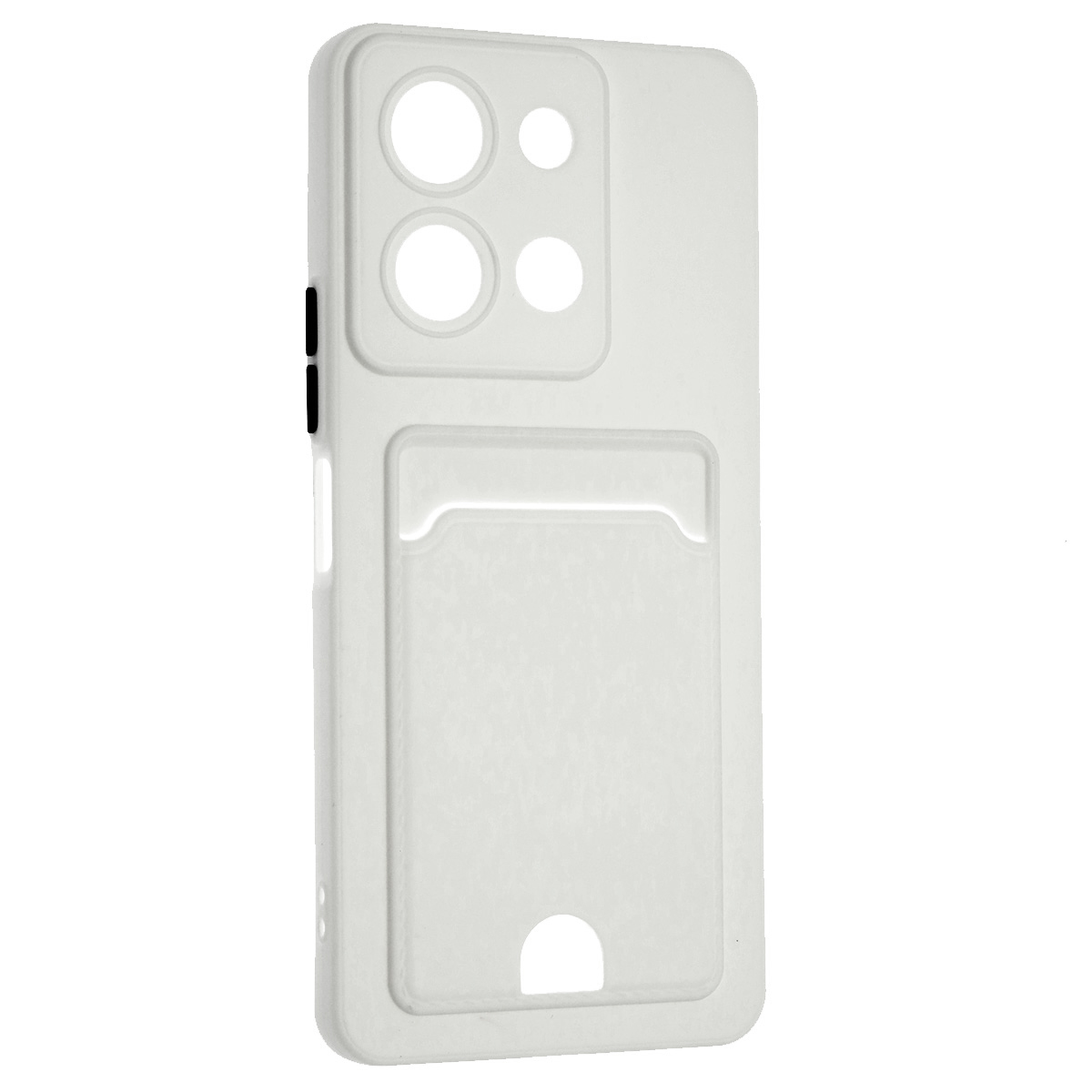 Чехол накладка BUTTON для VIVO Y36, защита камеры, силикон, отдел для карт, цвет белый