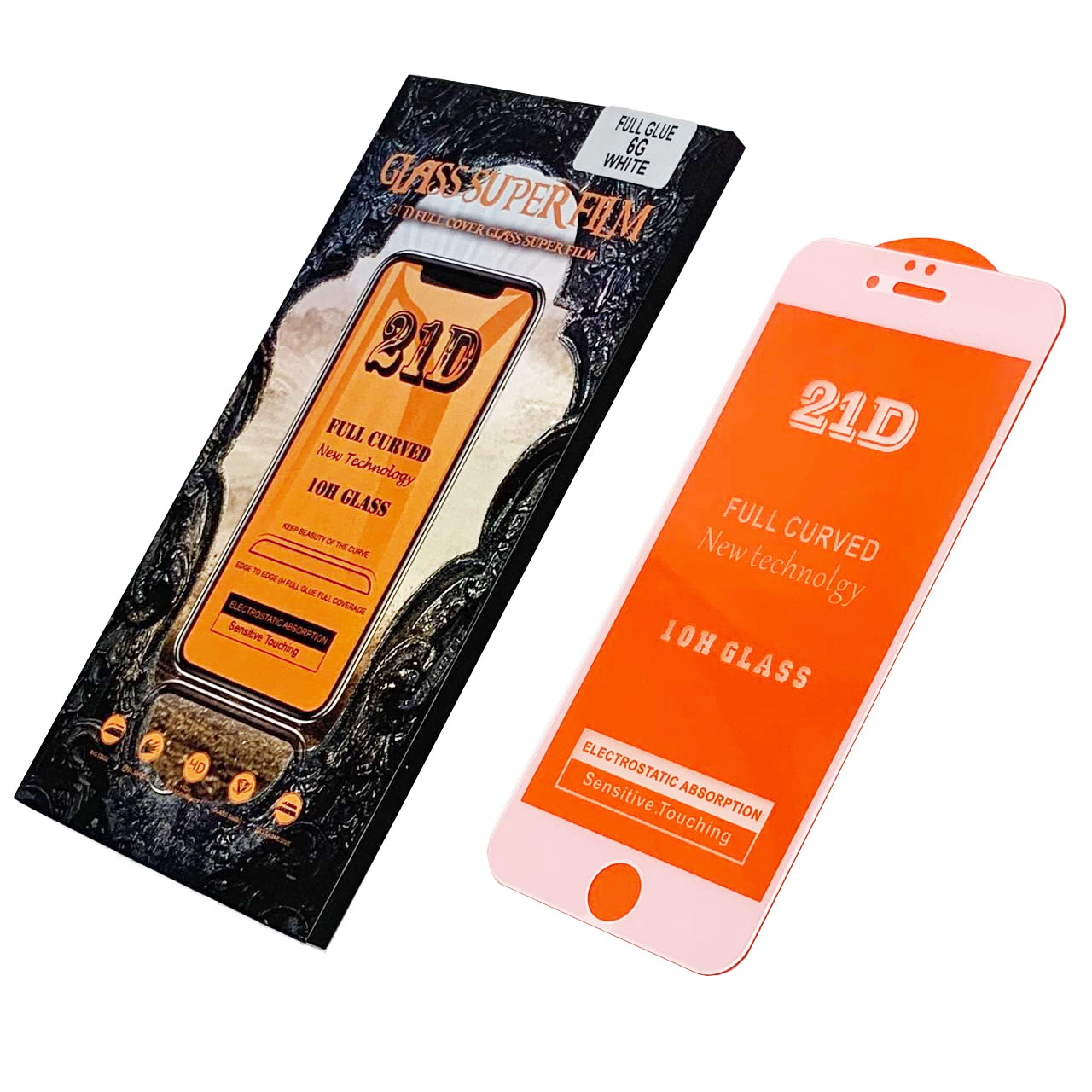 Защитное стекло "21D" FULL GLUE для APPLE iPhone 6/6G/6S (4.7"), цвет канта белый. Защитное стекло "21D" FULL GLUE для APPLE iPhone 6/6G/6S (4.7"), цвет канта белый.