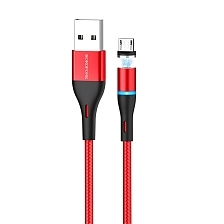 Магнитный зарядный кабель BOROFONE BU16 Skill, 2.4A, Micro USB, кабель 1.2 метра, цвет красный
