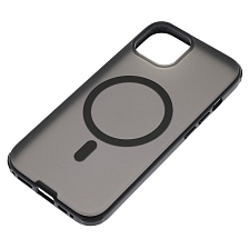 Чехол накладка NEW с поддержкой Magsafe для APPLE iPhone 15, матовый, силикон, пластик, цвет прозрачно черный