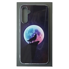 Чехол накладка для SAMSUNG Galaxy A34 5G, силикон, глянцевый, рисунок Волк воет на луну