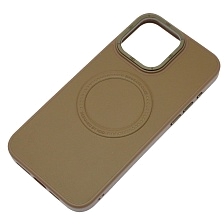 Чехол накладка Creative Stylish с поддержкой MagSafe для APPLE iPhone 15 Pro Max, защита камеры, экокожа, бархат, цвет коричневый