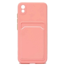 Чехол накладка BUTTON для XIAOMI Redmi 7A, защита камеры, силикон, отдел для карт, цвет розовый