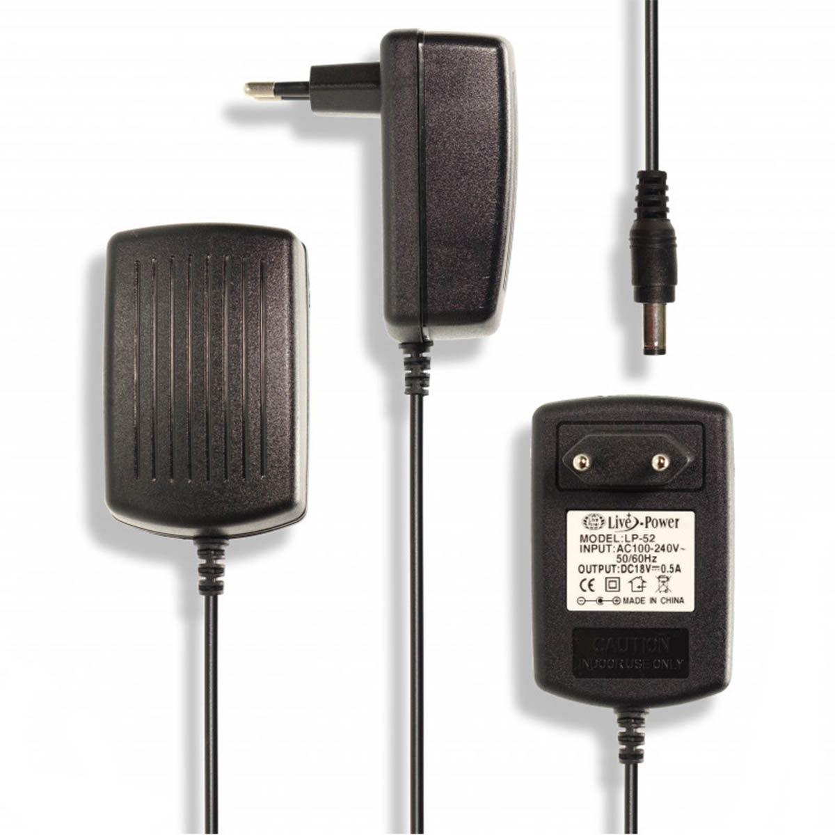 Блок питания Live Power LP52, 18V-0.5A, 5.5*2.5, длина 1 метр, цвет черный Блок питания Live Power LP52, 18V-0.5A, 5.5*2.5, длина 1 метр, цвет черный