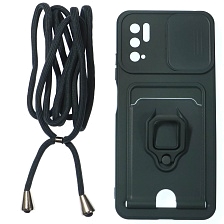 Чехол накладка MULTI FUNCTION 4 в 1 для XIAOMI POCO M3 Pro, XIAOMI Redmi Note 10T, Redmi Note 10 5G, цвет темно зеленый