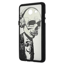Чехол накладка для SAMSUNG Galaxy J5 Prime (SM-G570), силикон, рисунок Череп Skull In Headphones