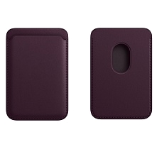 Чехол картхолдер Leather Wallet MagSafe на смартфон APPLE для банковских карт, экокожа, цвет вишневый