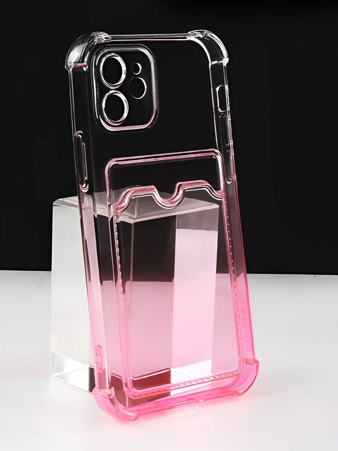 Чехол накладка SHockprOOF для APPLE iPhone 13, защита камеры, противоударный, цвет прозрачный с розовым градиентом
