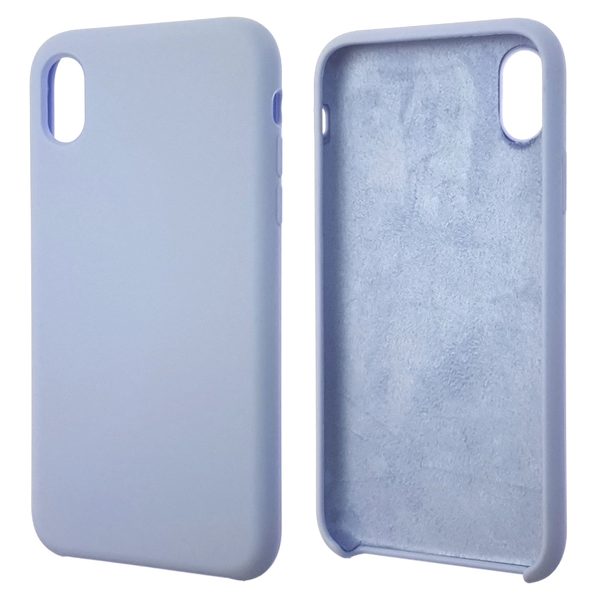Чехол накладка Silicon Case для APPLE iPhone XR, силикон, бархат, цвет синий иней