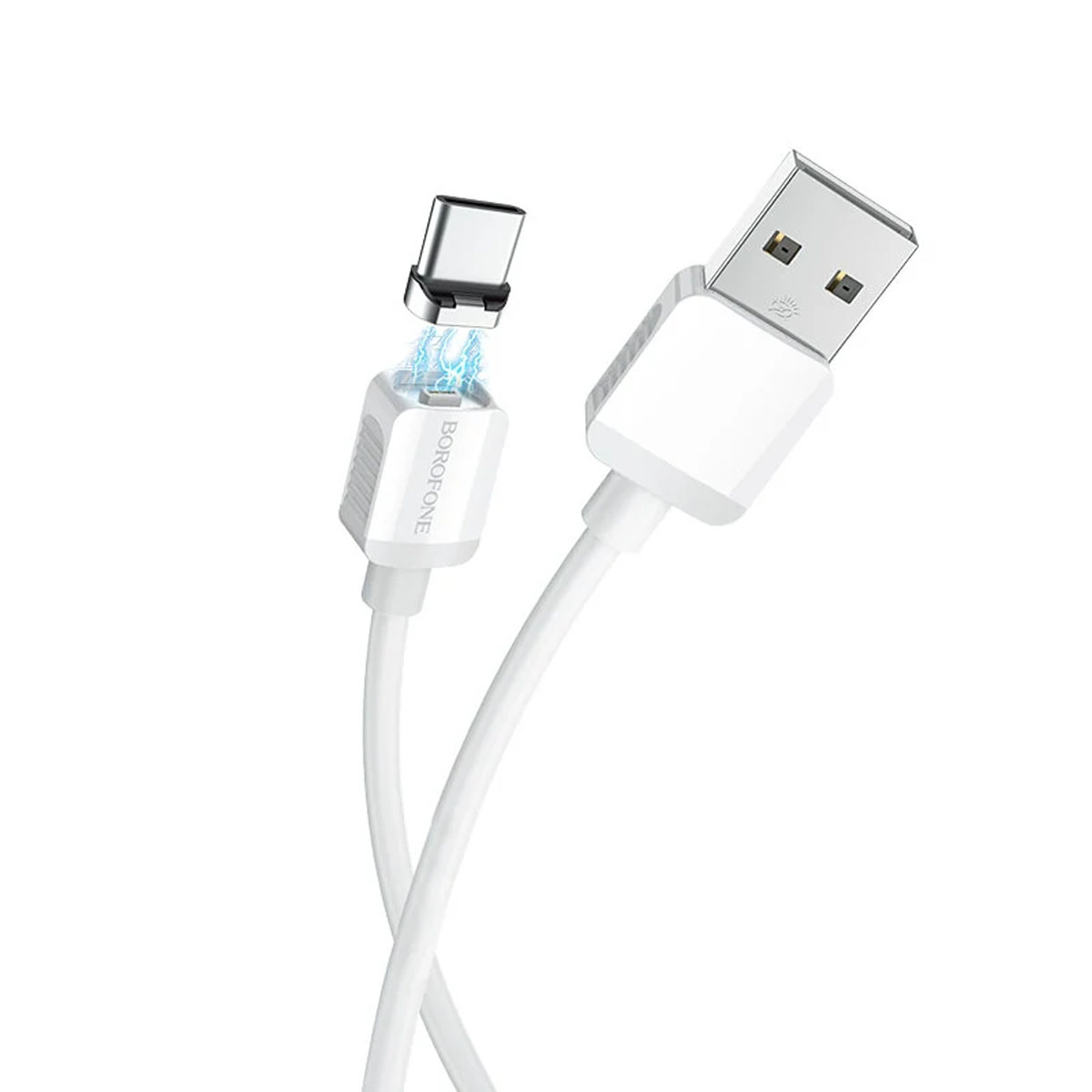 Магнитный зарядный кабель BOROFONE BX57 Effective USB Type C, 2A, длина 1 метр, цвет белый