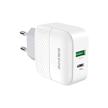 СЗУ (Сетевое зарядное устройство) BOROFONE BA46A Premium, 1 USB, 1 USB Type C, 18W, 3.0A, цвет белый