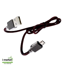 SUNPIN DM-77 USB Дата-кабель для Micro-USB, 3.0A, 480 Mb/s, армированная нейлоновая прочная оплетка, длина кабеля 1 метр, цвет черно-красный.