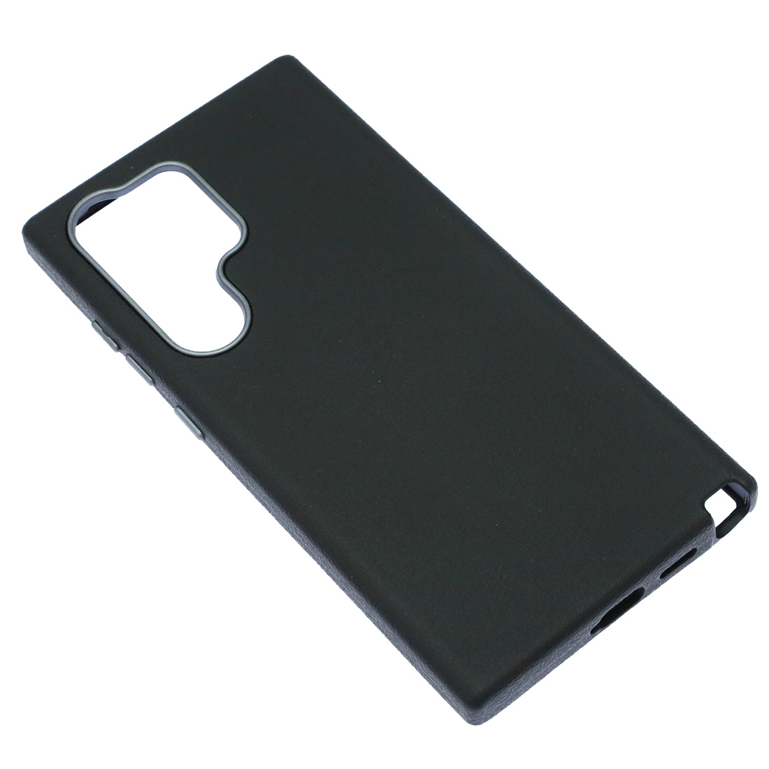 Чехол накладка для SAMSUNG Galaxy S24 Ultra, силикон, пластик, текстура кожи, бархат, цвет черный