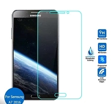 Защитное стекло (Samsung A7 A710F) 0.3мм/односторонее/бесцветное, в картоне.