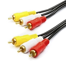 Кабель AV12 3 RCA (M) - 3 RCA (M) (Тюльпан), длина 2.5 метра, цвет черный