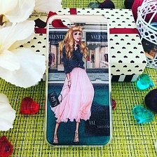 Чехол накладка для APPLE iPhone 7, 8, силикон, рисунок девушка на фоне VALENTIN.