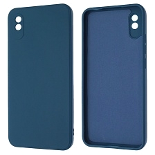Чехол накладка для XIAOMI Redmi 9A, силикон, бархат, цвет темно синий