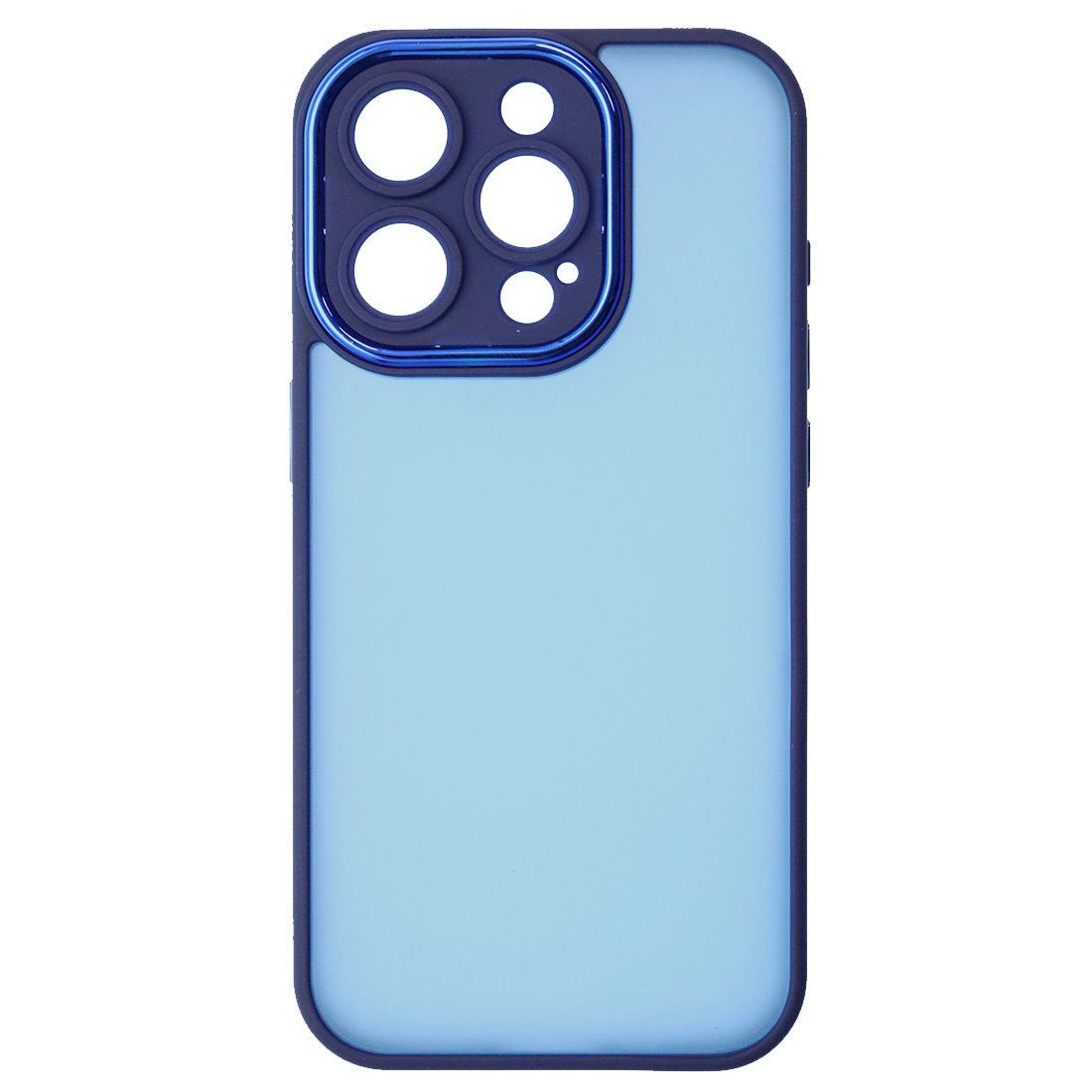 Чехол накладка KING для APPLE iPhone 15 Pro (6.1"), силикон, пластик, защита камеры, цвет окантовки темно синий