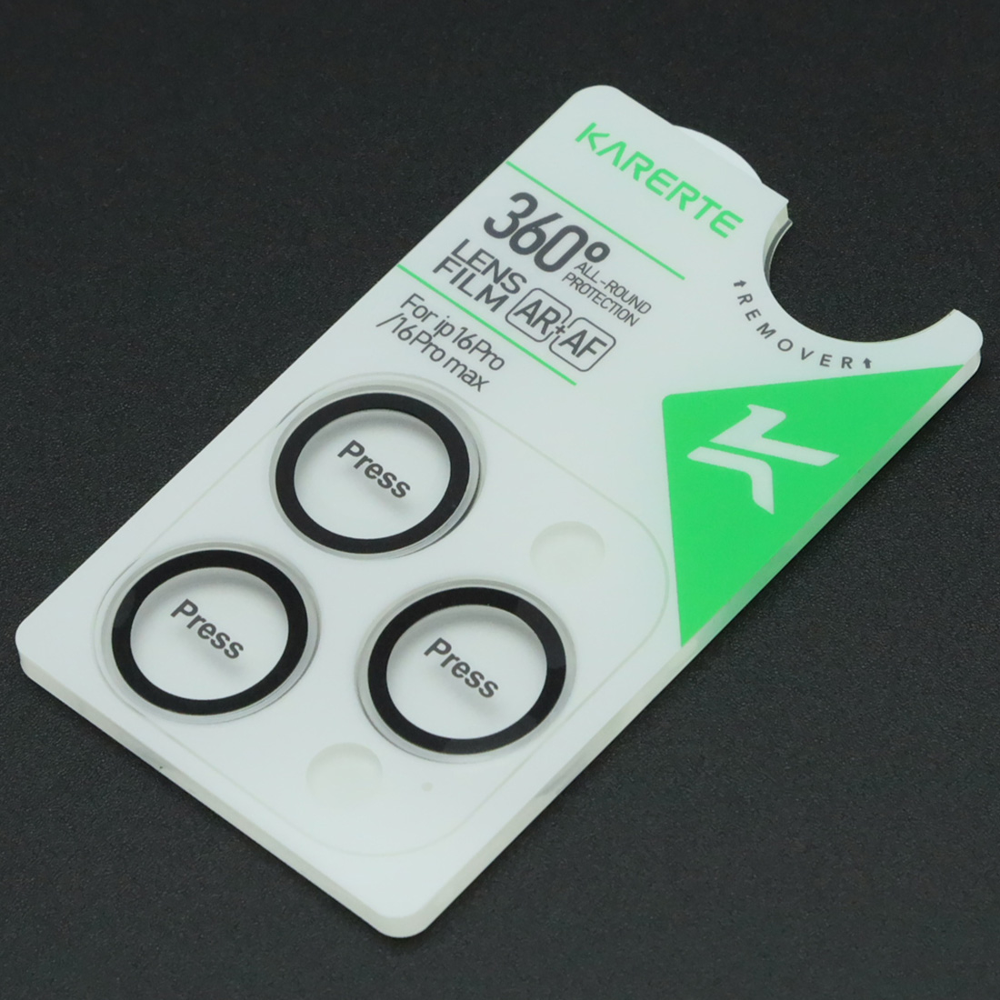 Защитное стекло KARERTE для камеры APPLE iPhone 16 Pro, iPhone 16 Pro Max, комплект из 3 линз, прозрачная окантовка