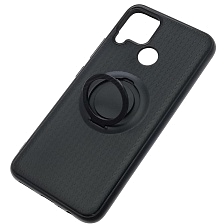 Чехол накладка iFace для Realme C12, силикон, кольцо держатель, цвет черный