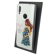 Чехол накладка для XIAOMI Redmi Note 7, Note 7 Pro, силикон, блестки, глянцевый, рисунок Happiness is