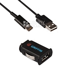 АЗУ "Griffin" 2,1 А с USB выходом + USB кабель Apple 8 pin (коробка/черный).