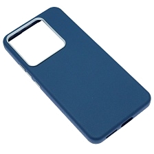 Чехол накладка для XIAOMI Redmi Note 14 4G, силикон, пластик, текстура кожи, бархат, цвет темно синий