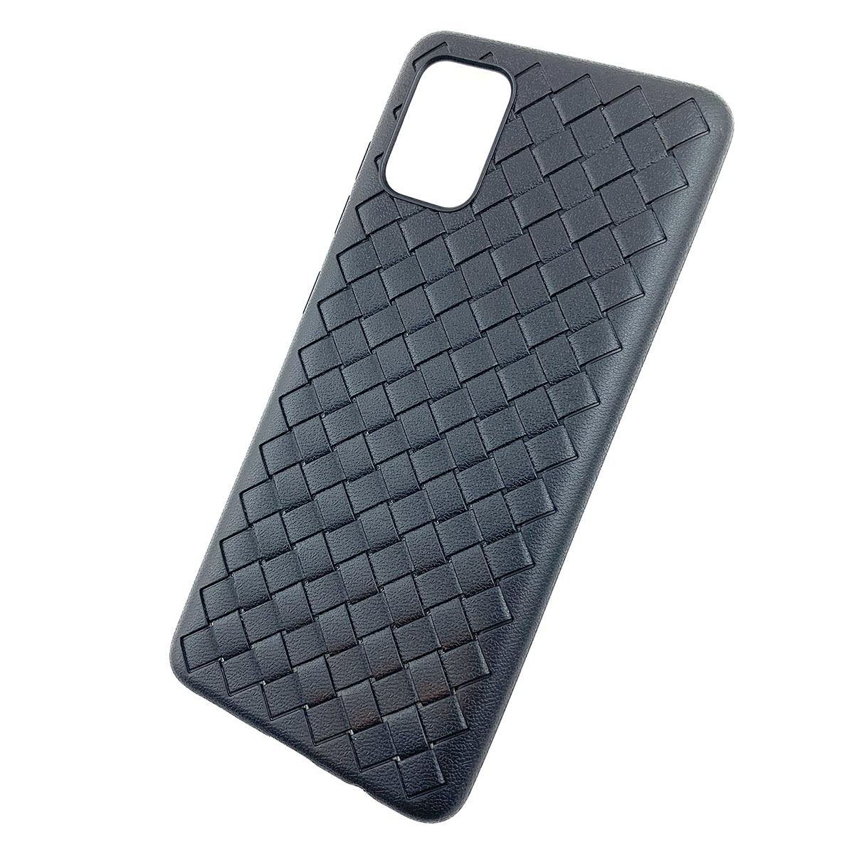 Чехол накладка для SAMSUNG Galaxy A51 (SM-A515), силикон, плетенный, цвет черный
