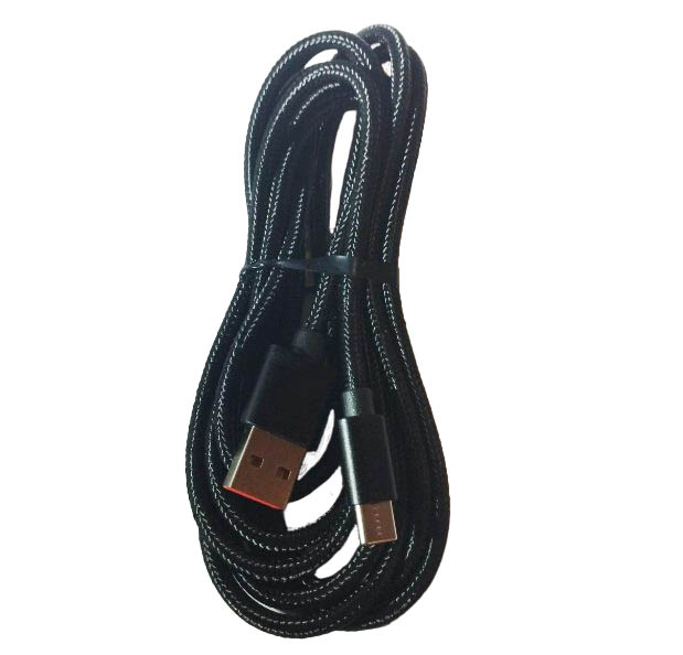 Кабель USB A на USB Type C, длина 2 метра, в тканевой оплетке, цвет черный