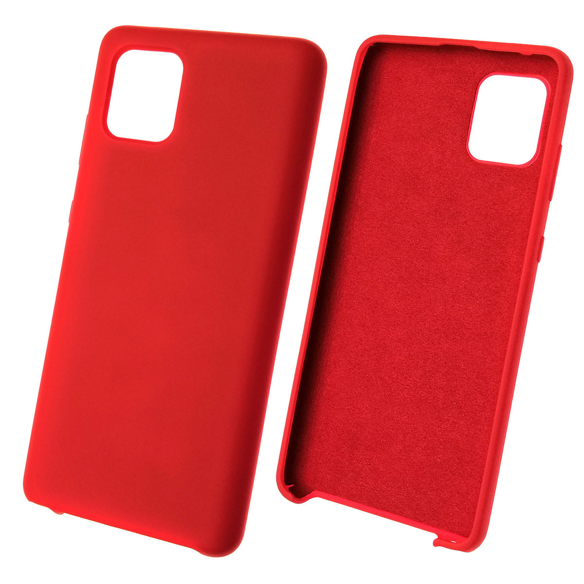 Чехол накладка Silicon Cover для SAMSUNG Galaxy A81 (SM-AN815F), Note 10 Lite (SM-N770), силикон, бархат, цвет красный.