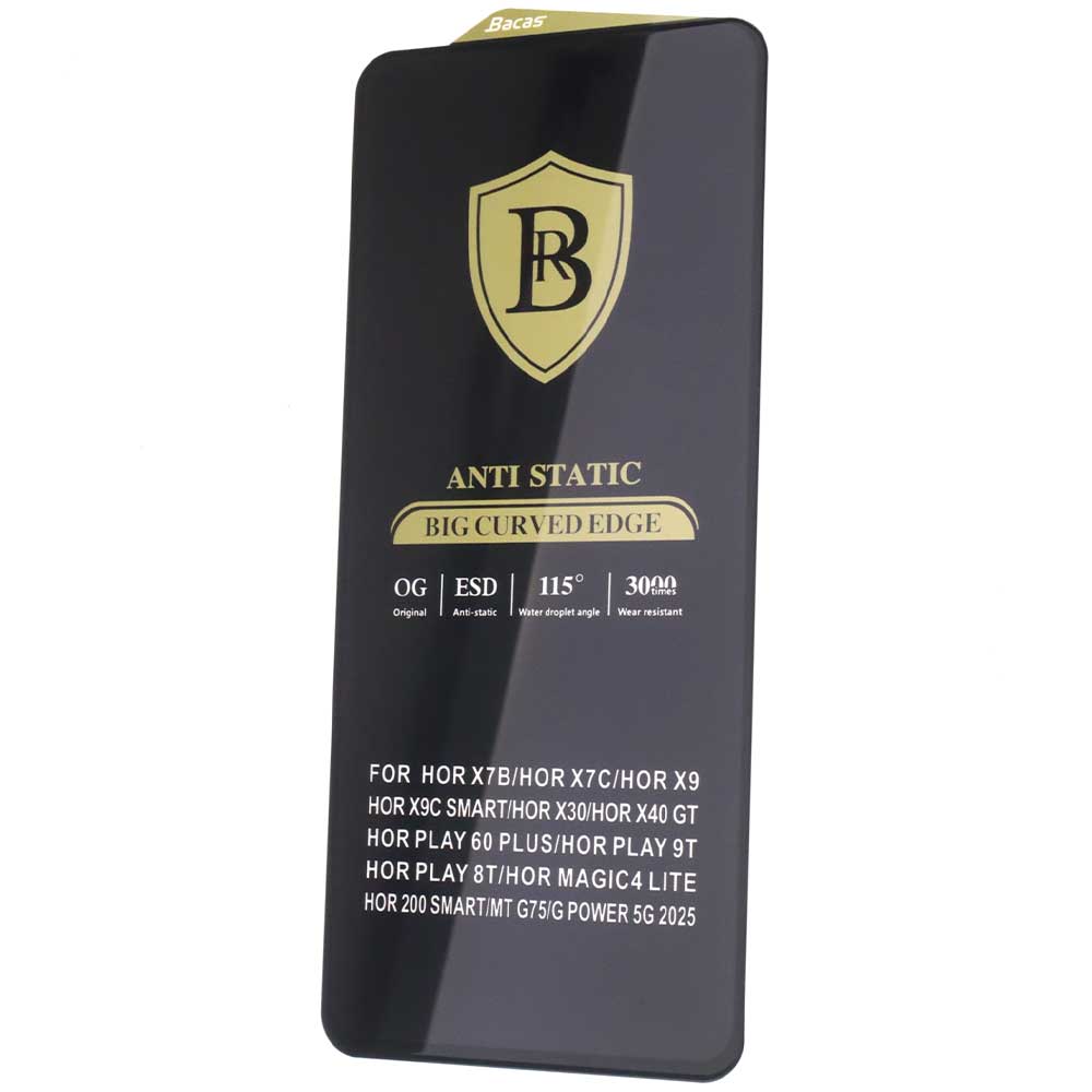 Защитное антистатическое стекло BACAS OG ESD QC F018 5/7 для Honor X7b, Honor X7c, Honor X7d, цвет окантовки черный