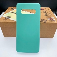 Чехол накладка Silicon Cover для SAMSUNG Galaxy S10 Plus (SM-G975), силикон, бархат, цвет бирюзовый.