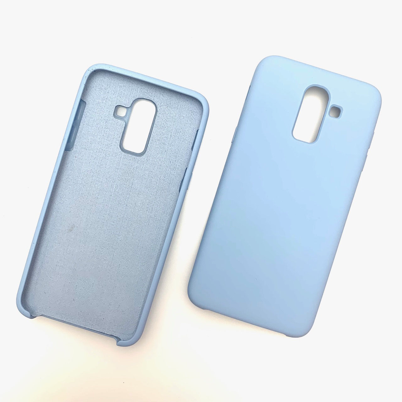 Чехол накладка Silicon Cover для SAMSUNG Galaxy J8 (SM-J800F), силикон, бархат, цвет пасмурно небесный.