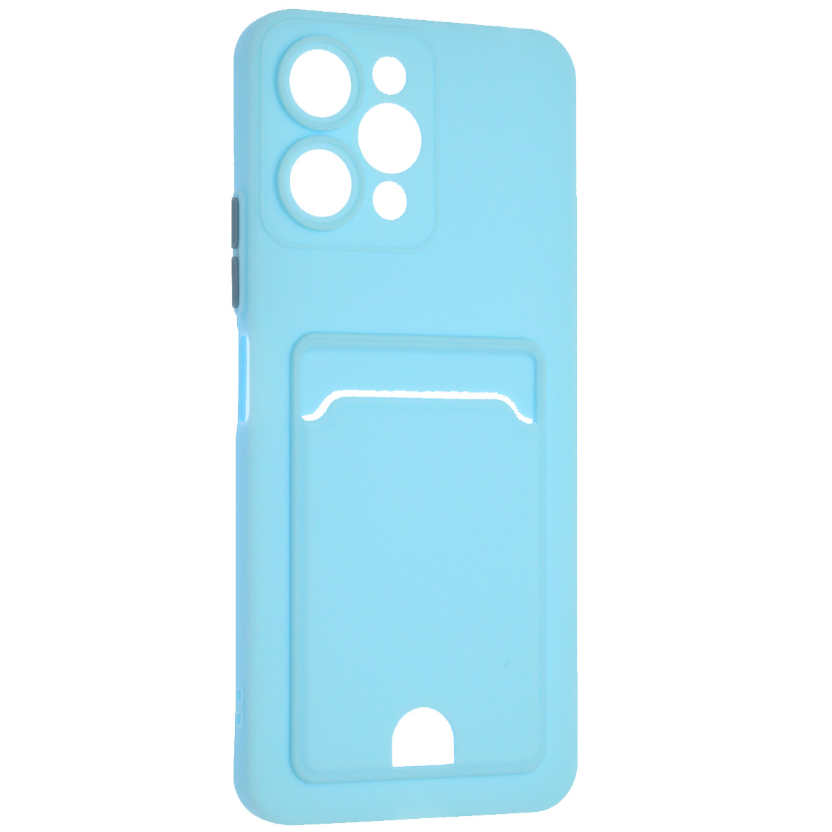 Чехол накладка BUTTON для XIAOMI Redmi 12 4G, защита камеры, силикон, отдел для карт, цвет голубой