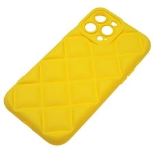 Чехол накладка для APPLE iPhone 13 Pro Max (6.7"), силикон, 3D ромб, цвет желтый