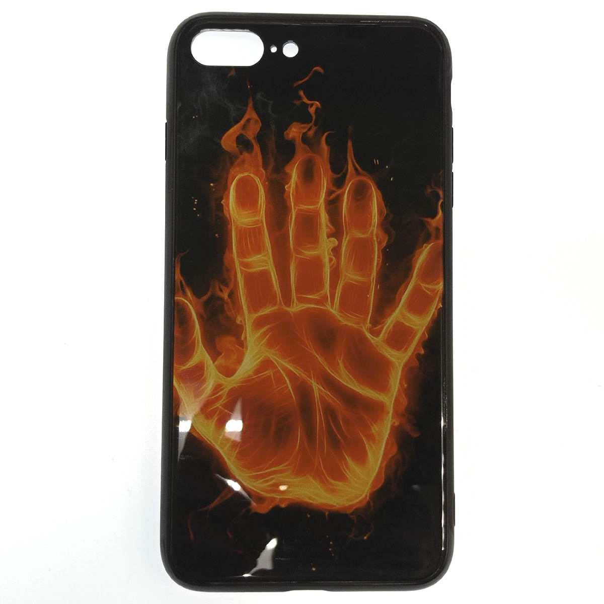 Чехол накладка для APPLE iPhone 7, 8 Plus, силикон, рисунок Ладонь, огонь.
