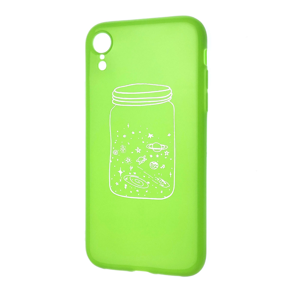Чехол накладка для APPLE iPhone XR, силикон, глянцевый, рисунок Банка галактика, цвет зеленый.