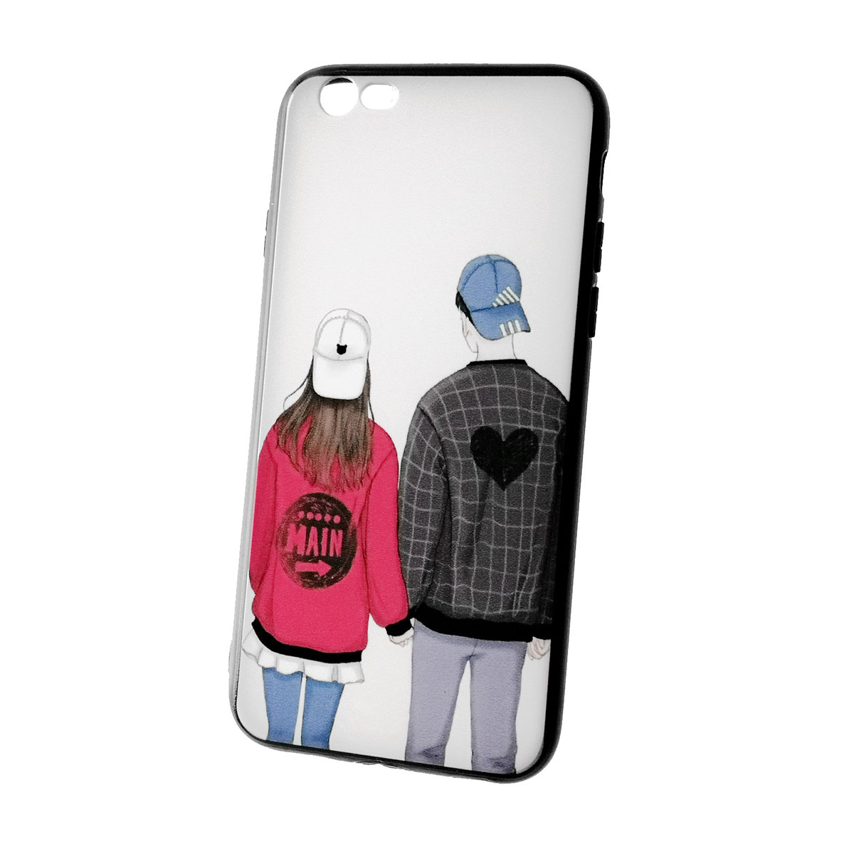 Чехол накладка для APPLE iPhone 6, 6G, 6S, силикон, рисунок Девушка и парень.