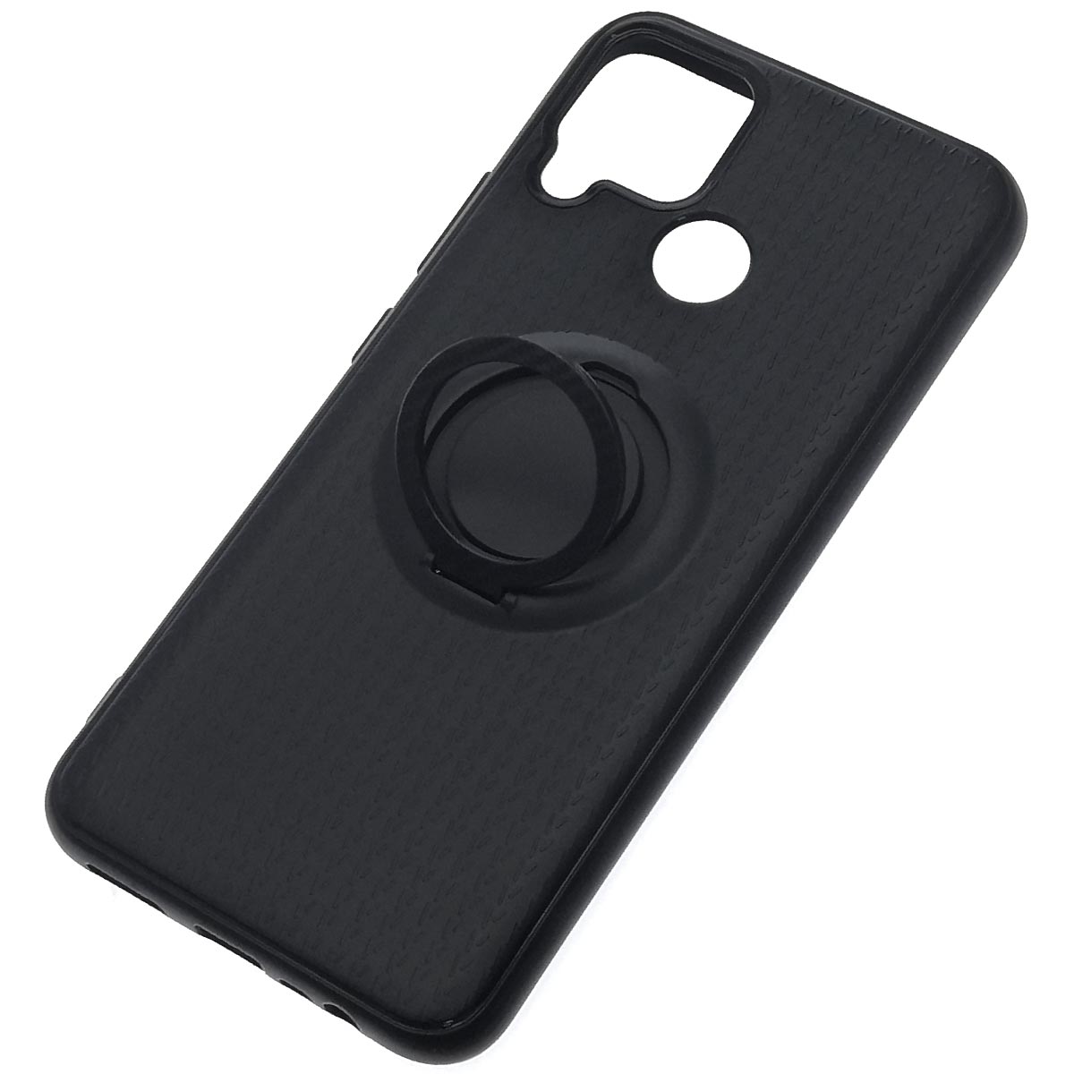 Чехол накладка iFace для Realme C15, силикон, кольцо держатель, цвет черный