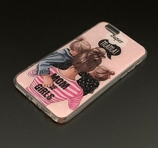 Чехол накладка для APPLE iPhone 6, iPhone 6G, iPhone 6S, силикон, блестки, рисунок Super MAMA MOM of Girls