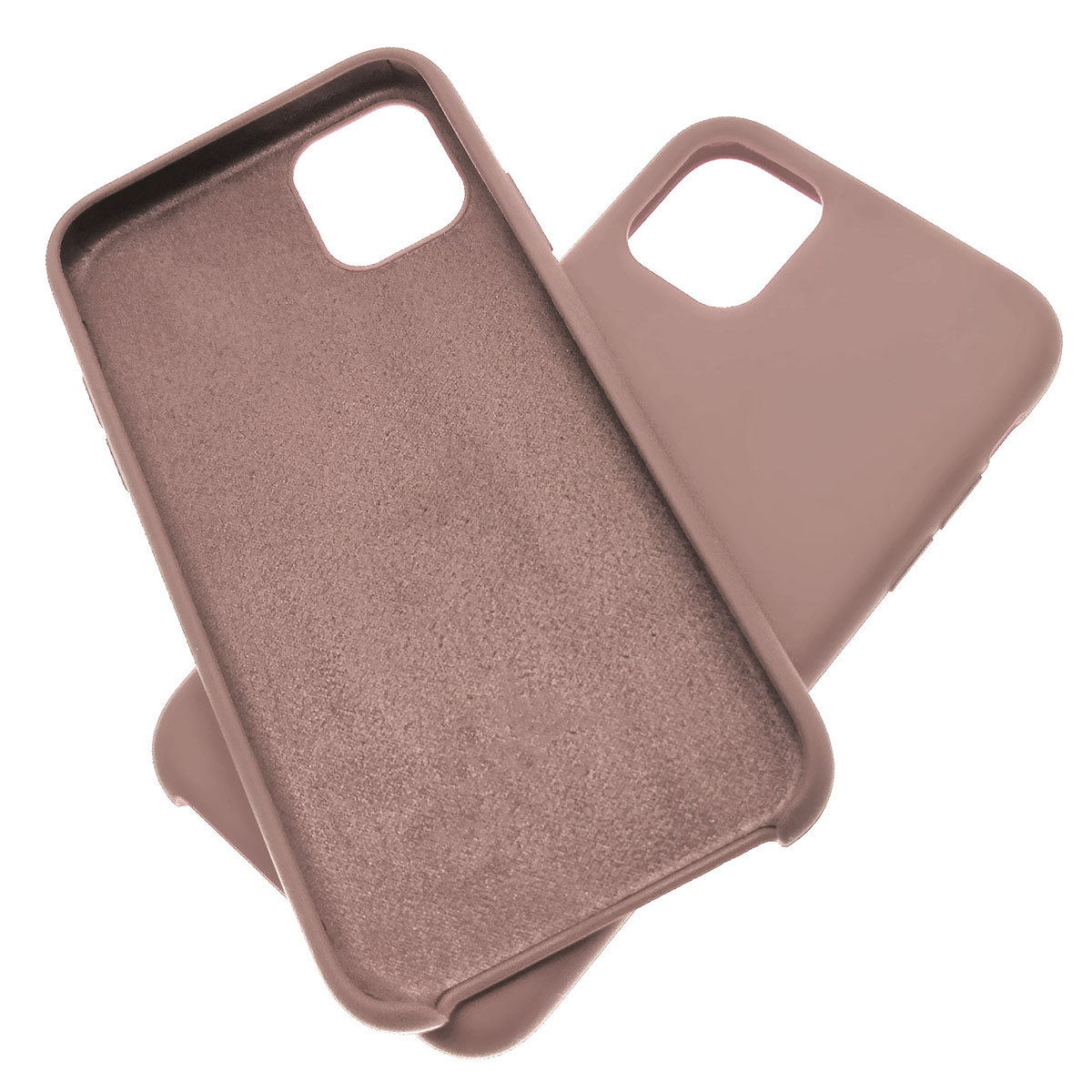 Чехол накладка Silicon Case для APPLE iPhone 11 Pro MAX 2019, силикон, бархат, цвет серо бежевый.