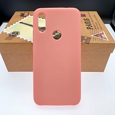 Чехол накладка для XIAOMI REDMI 7, силикон, бархат, цвет розовый.