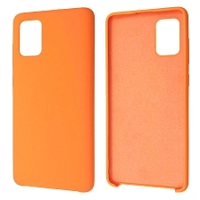 Чехол накладка Silicon Cover для SAMSUNG Galaxy A71 (SM-A715), силикон, бархат, цвет оранжевый
