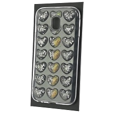 Чехол накладка для SAMSUNG Galaxy J3 2017 (SM-J330), силикон, рисунок 3D сердечки 10.