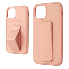Чехол накладка STAND для APPLE iPhone 11 Pro, подставка, магнит, экокожа, цвет розовый песок