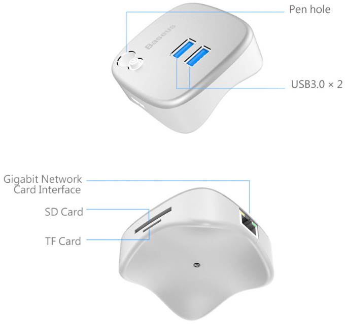 USB-концентратор (ХАБ) "Baseus" Strength faction expansion dock цвет серебристый.